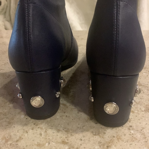 NWOT Stuart Weitzman Navy Blue Allshine Leather Sock Booties Size 8 - Picture 10 of 10